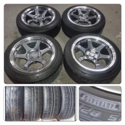 ขายล้อแม็กมือ2 TE37SL ขอบ15 กว้าง8 ออฟ 0 +ยางปี12 ราคา 12,300 B ถูก