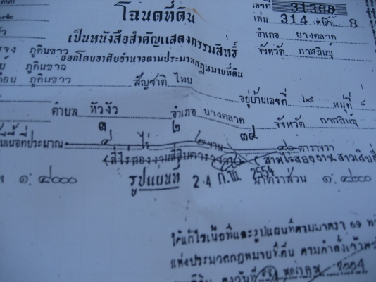 ขายที่ดินติดถนน ออกจาก 4 แยกยางตลาด โฉนด 08