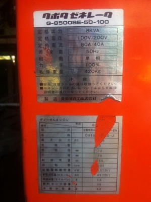 ขายตู้ไฟ Kubota G-8500sc นำเข้าญี่ปุ่นใหม่มาก! ขายตู้ไฟ Kubota G-8500sc นำเข้าญี่ปุ่นใหม่มาก!