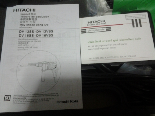 สว่านฮิตาชิแท้ พร้อม accessory set  จับได้ 13 mm impact drill  มาพร้อมแท่นจับเจาะงานได้สะดวก