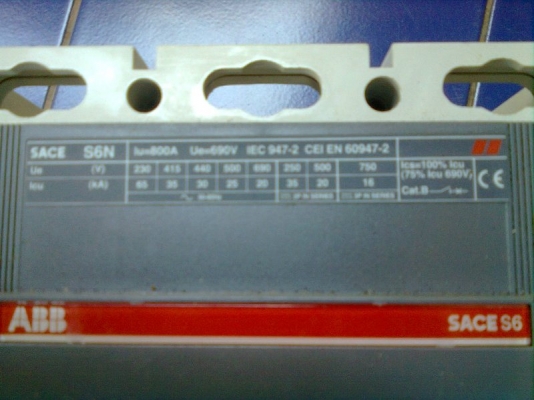 ขายเบรกเกอร์ ABB รุ่น S6N 800A (ของใหม่)ราคา 13,500บาท