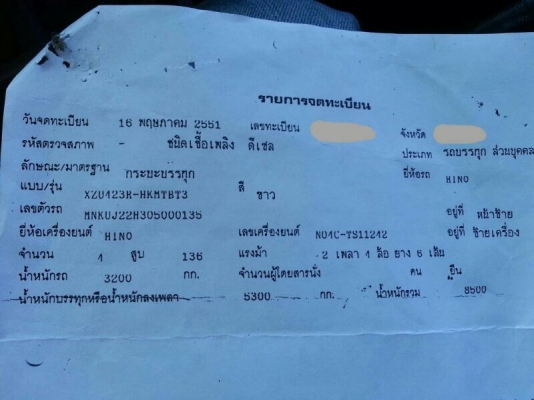 รถฮีโน่ 6 ล้อ ( ไม่ดั้ม )  136 แรงม้า. ปี 51  สนใจติดต่อ 081 - 6079515