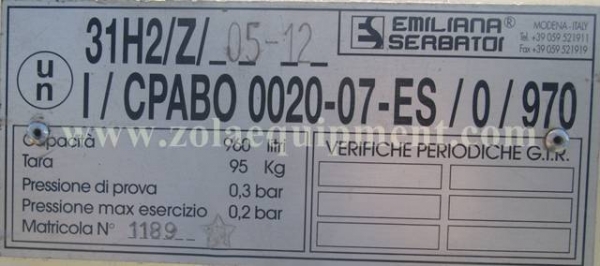 ถังน้ำมันเชื้อเพลง 2012 Emiliana Serbatoi Hippotank 980 ของนำเข้าจากต่างประเทศ สนใจติดต่อ 081-986-1114