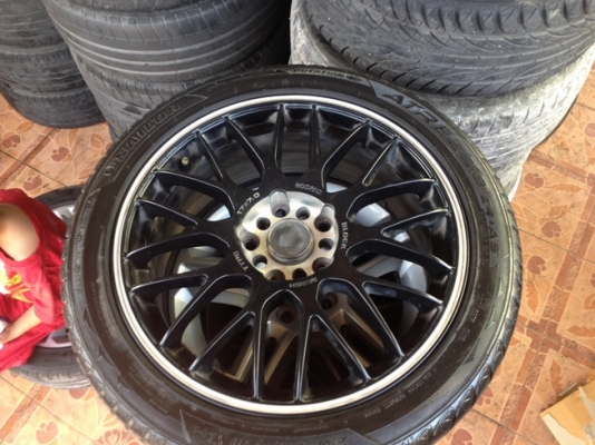 ขายแม็กซ์มือ2 ลายProject D 05 ขอบ17 5รู100/114+ ยางปี11 ถูกก