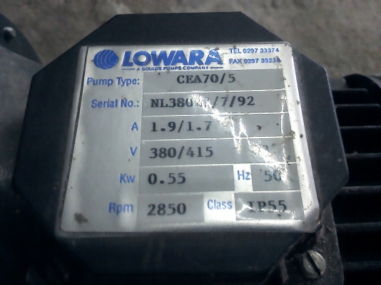 ปั๊มน้ำLOWARA 1.5 นิ้ว 220-380 v. 3 เฟส รอบจัด 2850 รอบ/นาที(มี 2 ตัว)