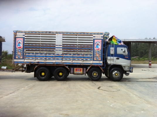 ขายรถบรรทุกพ่วง 24 ล้อ Isuzu เครื่อง 320 แรง ปลายปี 49 กระบะเหล็กคอกเกษตรดัมพ์แม่ลูก แม่ 12 ล้อ ลูก 3 คานแท้