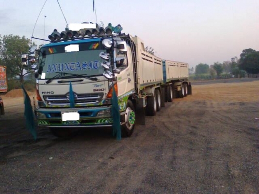 ขายรถสิบล้อ HIno MEGA FM 260 NGV โรงงานแท้ แรงพ่วงแม่ลูก 3คานแท้ ดั้ม อู่หน้าพระลาน  เอกสารพร้อมโอน