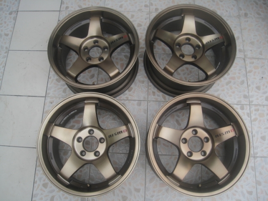 ขายล้อแม็กมือสอง ลายNismo 17"x8.5" et20 5รู114.3 สีน้ำตาลหน้าชาขอบชา สนใจติดต่อเล็กคลองสามครับ (081-3747940)