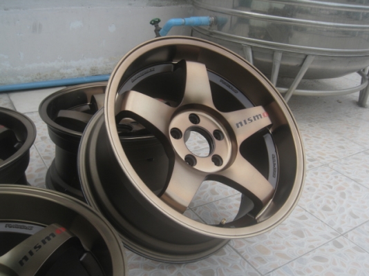 ขายล้อแม็กมือสอง ลายNismo 17"x8.5" et20 5รู114.3 สีน้ำตาลหน้าชาขอบชา สนใจติดต่อเล็กคลองสามครับ (081-3747940)
