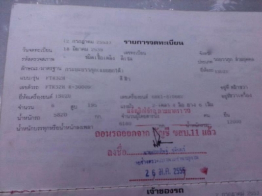 รถอีซุซุ 6 ล้อดั้ม FTR 195 แรงม้า. ปี 39  สนใจติดต่อ 081 - 6079515