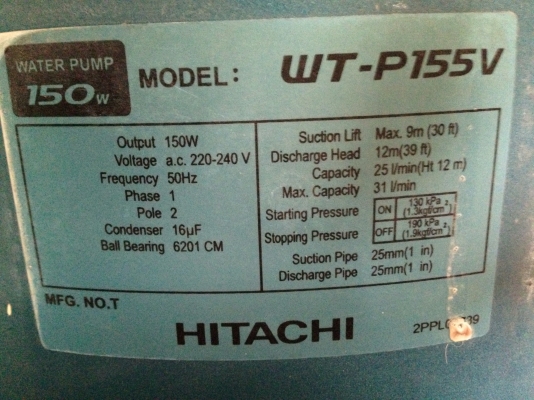 ขายปั้มน้ำอัตโนมัติ Hitachi 150 W สภาพสวย (เปลี่ยนฝาครอบของใหม่ITCให้ครับ) พร้อมใช้งาน รับประกันการใช้งาน ดูประวัติการขายผมได้ครับ ขายปั้มน้ำอัตโนมัติ Hitachi 150 W สภาพสวย (เปลี่ยนฝาครอบของใหม่ITCให้ครับ) พร้อมใช้งาน รับประกันการใช้งาน ดูประวัติการขายผมได้ครับ