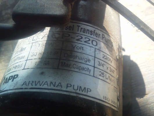 ปั๊มสูบจ่ายดีเซล ARWANA เซฟว์ไพรมิ่ง ใช้ไฟ 220 V. พร้อมใช้