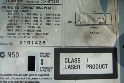 วิทยุsony CD mp3 aux 262S