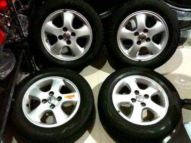 แม็กซ์14นิ้ว 4รู100 พร้อมยางดอกลึกใหม่ MAXXIS MA-P1 185-55-14 ปี10-11ดอกลึก