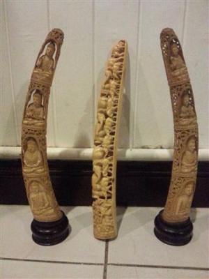 ขายงาช้างเก่า แกะสลักปราณีต สวยสุด