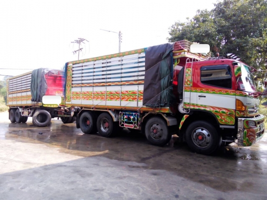ขายรถ 24 ล้อพ่วงแม่-ลูกดัมพ์ HINO MEGA 344 แรงม้า 12 ล้อ ปี 2554 หางพ่วง 3 คานแท้ ราคา 3350000