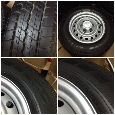 ขายล้อกะทะพร้อมยางป้ายแดง215 70 15 กรบะดีแม็ก ถูกๆ