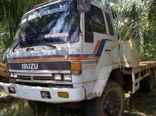 ขายรถสิบล้อเทเลอร์แบคโฮ Isuzu 240 หัวขาว เครื่องเดิม 240 แรง 2 เพลา สโลด์เดิม เกียร์ฟูลเลอร์