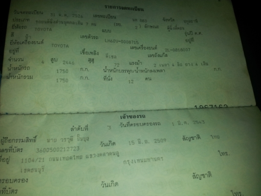 ขายทะเบียนhonda250cc2สูปพร้อมซาก