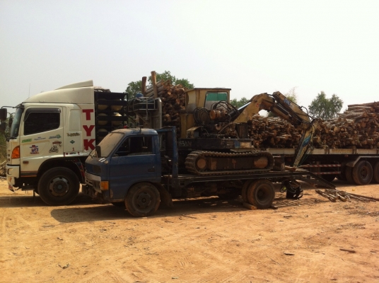 แบคโฮติดปากคีบไม้และรถหกล้อเทอร์เลอร์ แบคโฮติดปากคีบไม้และรถหกล้อเทอร์เลอร์