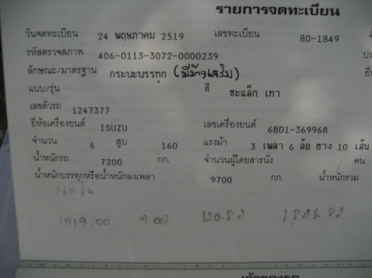 ่10 ล้อ  1 เพลา  เครื่อง 6 BD 1 165  แรง  280,000 บาท