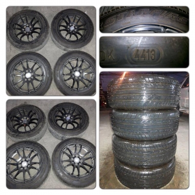 ขายล้อแม็กซ์มือ2ลาย Gramlight ขอบ15 4รู100/114 + ยางปลายปี13 ราคา 10,900 บาทถูก