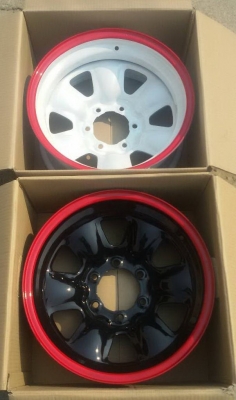 ขายล้อ OFF ROAD 16 ลบ 30 6 รู 139.7 สีขาวมุกขอบแดง ดำมุกขอบแดง และดำล้วน