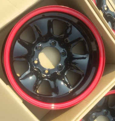 ขายล้อ OFF ROAD 16 ลบ 30 6 รู 139.7 สีขาวมุกขอบแดง ดำมุกขอบแดง และดำล้วน