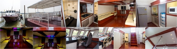 ขายเรือไฟเบอร์2ชั้น ขนาดยาว 20 เมตร ตกแต่งเต็มลำ พร้อมใช้งาน