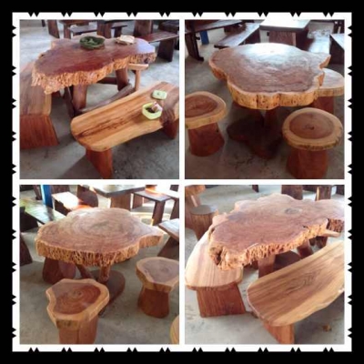 ซื้อแล้วโชคดีครับ----โต๊ะไม้ลายสวย พร้อมเก้าอี้----