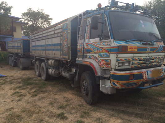 ขายรถพ่วง Nissan เครื่อง 290 แรง ติดแก๊ส ดัมพ์มิเนียมแม่ลูก ลูก 3 เพลาแท้