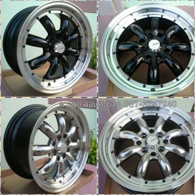 ขายล้อแม็กใหม่ ลายกล้วย มี2สี สีดำขอบเงาและสีไฮเปอร์ขอบเงา 15"&times;7" et35 4รู100/114.3  สนใจติดต่อเล็กคลองสามครับ 081-3747940