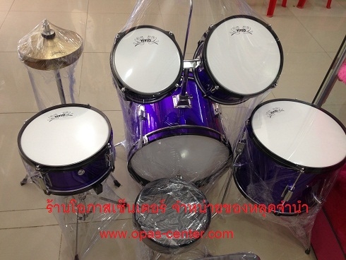 โปรโมชั่น-กลองชุด ตัวเล็ก ViVid สีม่วง ของใหม่ ครบชุด พร้อมเก้าอี้นั่ง ไม้ เล่นได้เลย
