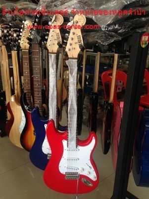 กีต้าร์ไฟฟ้า Beatle สีแดงและน้ำเงิน ของใหม่ เสียงดี ขายถูก