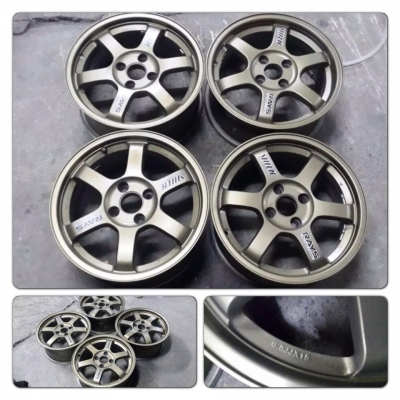 ขายแม็กมือ2 TE37 สีน้ำตาลไหม้ ขอบ 15 กว้าง 6.5 4 รู100 ราคา 7,300 ฿ ถูก