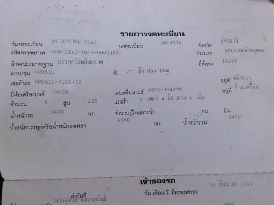 ขายรถน้ำมัน ISUZU รุ่น  NPR 125 แรง