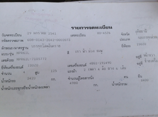 ขายรถบรรทุกน้ำมัน ISuZu รุ่น NPR  61L 125 แรง