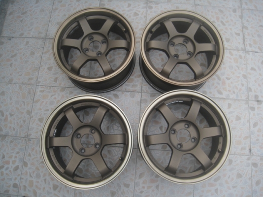 ขายล้อแม็กมือ2 te37sl 15"x7" et38 4 รู 100 ก้านยิงทรายสีน้ำตาลไหม้ ขอบชา สีเดิม มีรอยนิดหน่อย ไม่มีเบียด ไม่คด ไม่ดุ้ง  สนใจติดต่อเล็กคลองสามครับ (081-3747940)