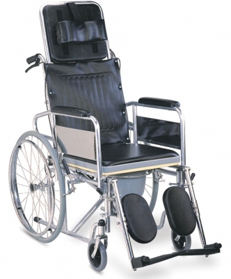 รถเข็นผู้ป่วยปรับเอนนอนพับได้ พร้อมเบาะนั่งโถถ่าย