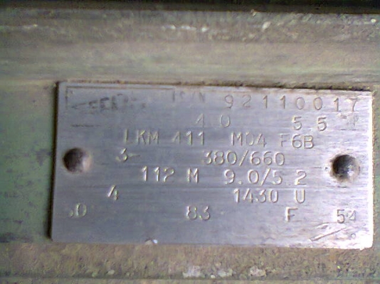 ขายมอเตอร์ไฟ3เฟส 380โวล์ (5.2แรง)