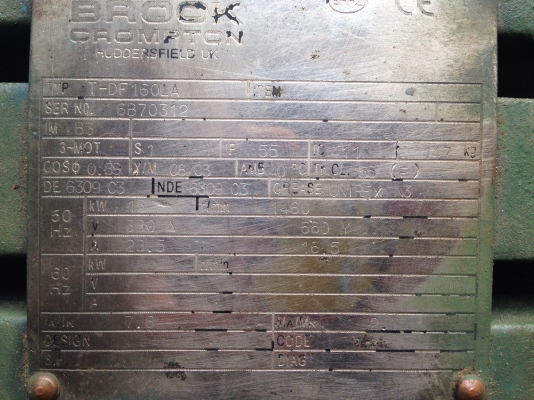 ขายมอเตอร์ Brooks 20 HP. 380 V 1450 RPM. ( ลงใหม่ใส่ฝาครอบและเปลี่ยนหลักไฟให้ใหม่ครับ ) สภาพสวย วิ่งนิ่ม พร้อมใช้งาน