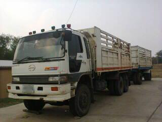 ขายรถบรรทุกพ่วงดัมพ์ Hino 3M วางเครื่อง PO9 - 315 แรง ปี 39 ลูก 2 เพลา
