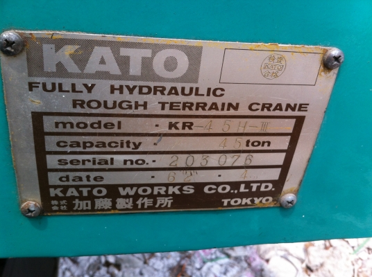 ขายรถเครน 45 ตัน 4 ล้อใหญ่ KATO KR-45H-III พร้อมเล่มทะเบียน