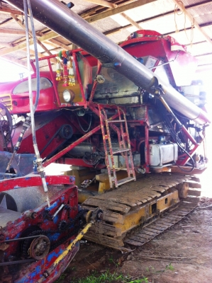 รถเกี่ยวข้าว เกษตรพัฒนา ไวไฟจอมพลัง เครื่อง ๒๒๐ แรง อุ้มข้าวได้ ๒ ตัน