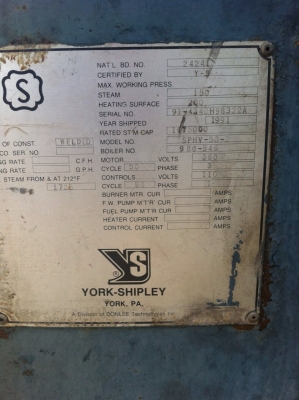 ต้มไอน้ำ  บอยเล่อร์ (Boiler)  YORK-SHIPLEY