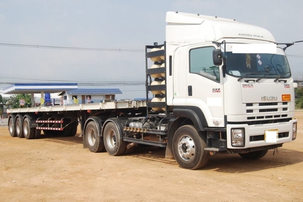 ขาย ดาวน์ ISUZU DECA GXZ CNG ปี 56 พร้อมหางพื้นเรียบ 3 เพลา  ราคาต่อรองได้
