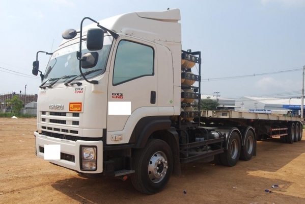 ขาย ดาวน์ ISUZU DECA GXZ CNG ปี 56 พร้อมหางพื้นเรียบ 3 เพลา  ราคาต่อรองได้