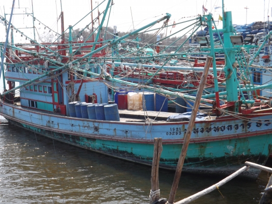 ขายเรือประมง ขนาด 9 วากว่า เป็นเรือไดร์หมึก อุปกรณ์ ครบ เรือไม้ตะเคียนทั้งลำ