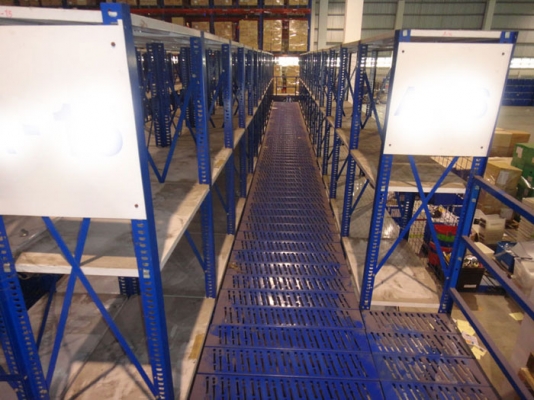 ชั้นวางสินค้า Mezzanine Rack + Microrack มือสองพร้อมชั้นลอย เหมาะสำหรับวางชิ้นส่วน Sparepart และอุปกรณ์ ฮาร์แวร์ต่างๆ มีสองชั้น สั่งทำมา ล้านเศษ ขายต่อราคาพิเศษ