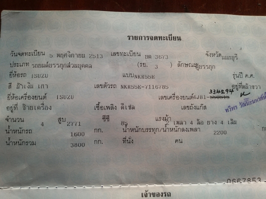 ขายรถ ISUZU NKR55E 4 ล้อ ไม่ติดเวลา เครื่อง 4JB1 88 แรงม้า